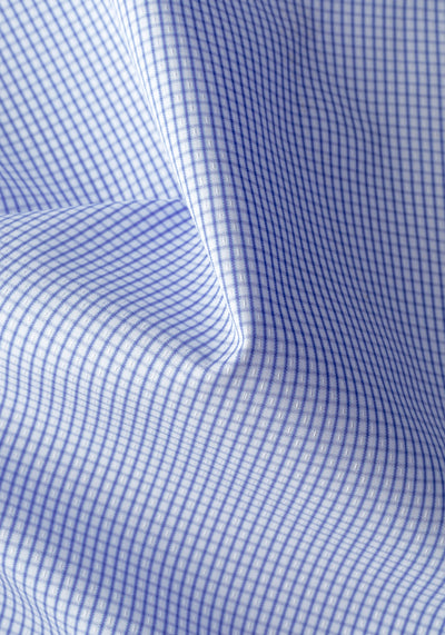 Blossom Blue Checked Basket Weave Shirt
