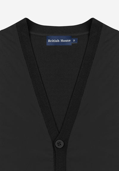 Carbon Black Polyamide Cardigan