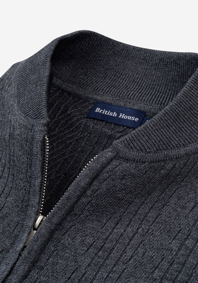 Raven Grey Double-Zipped Merino Wool Blend Pullover