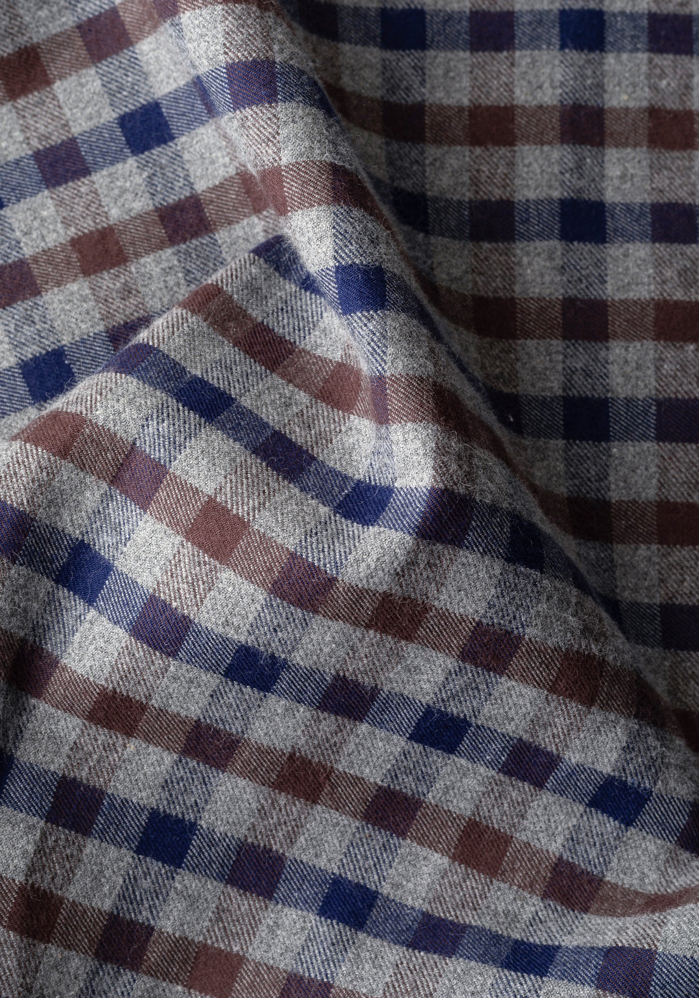 Mocha Brown Navy Checked Flannel Shirt