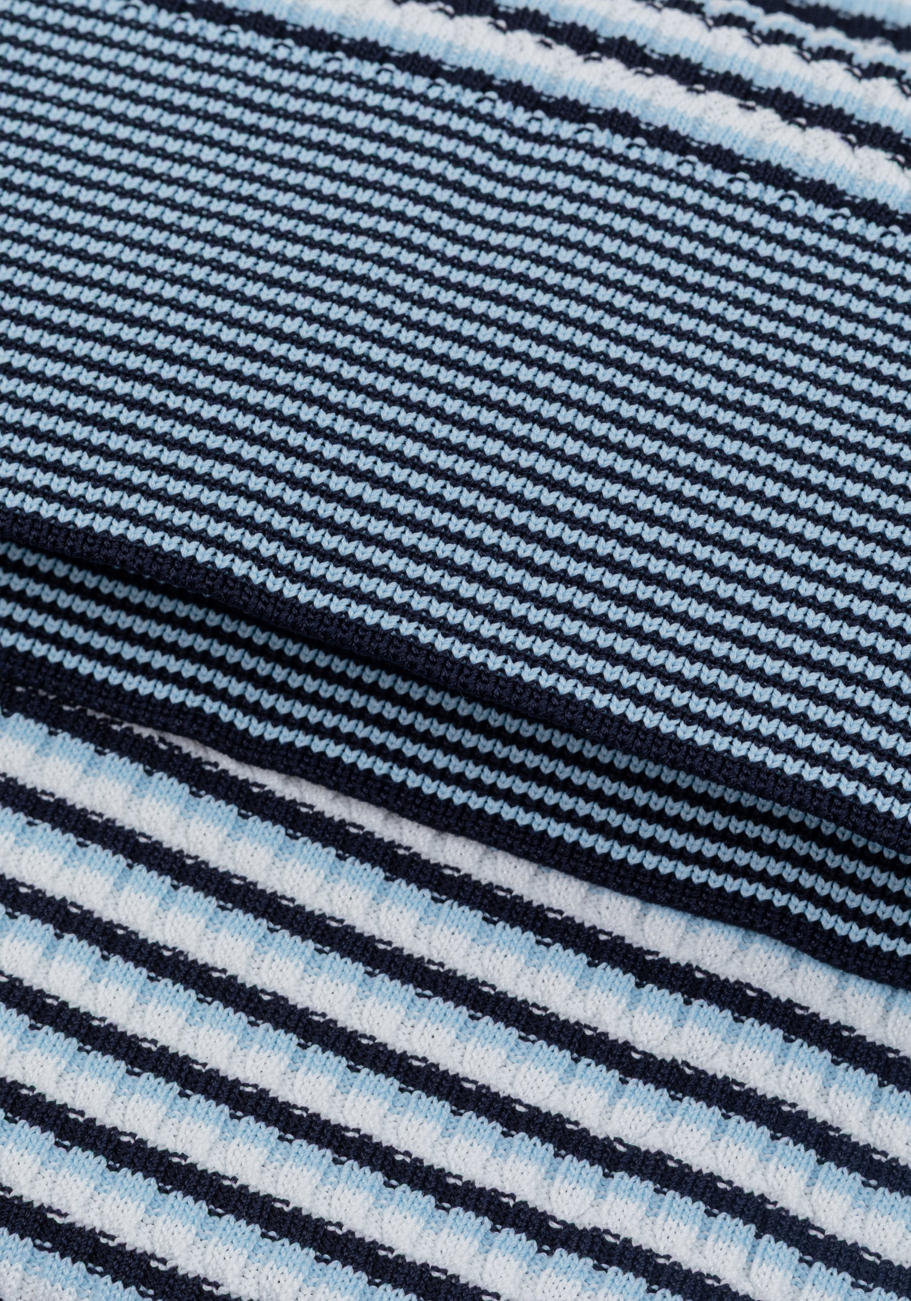 Coastal Blue Stripe Polyamide Knitted Polo Shirt