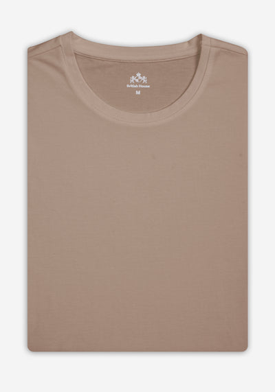 Dune Beige Cotton Undershirt - Short Sleeve