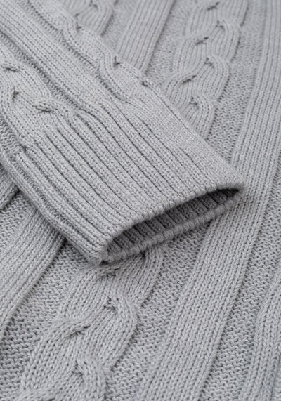 Mist Grey Heavy Knitted Cardigan