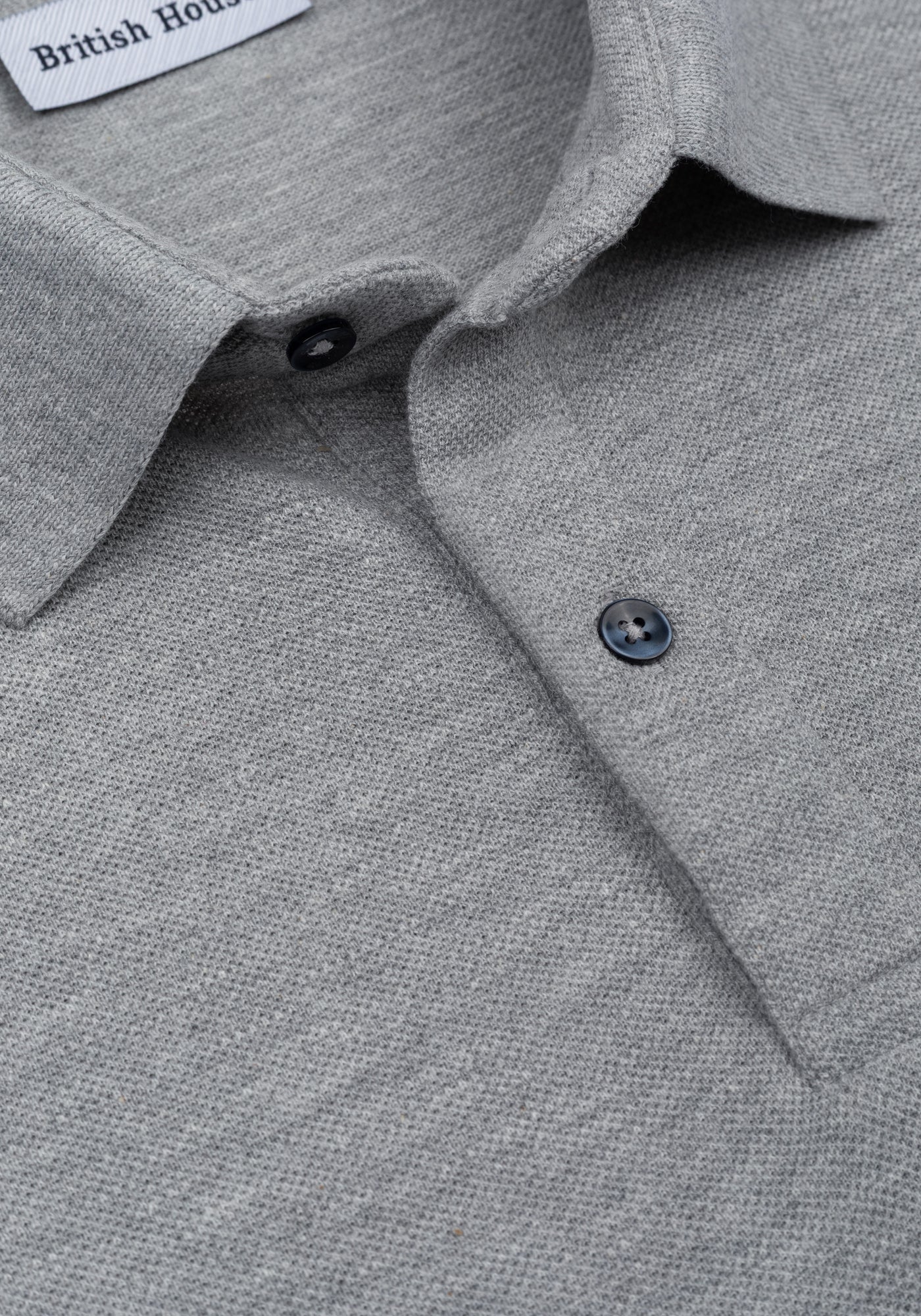 Heather Grey Cotton Polo Shirt