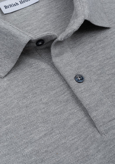 Heather Grey Cotton Polo Shirt
