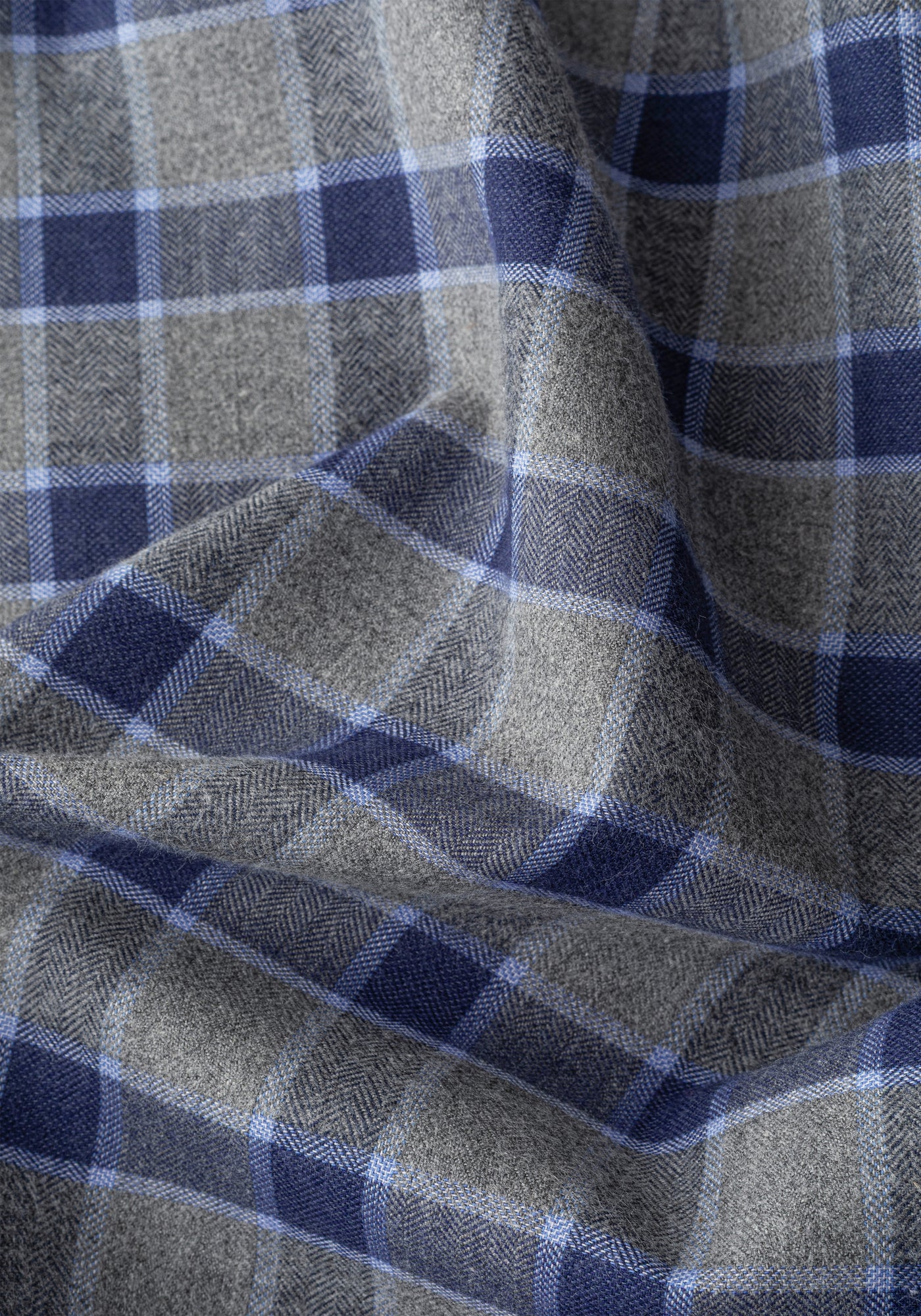 Royal Blue Grey Checked Flannel Shirt