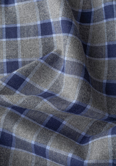 Royal Blue Grey Checked Flannel Shirt