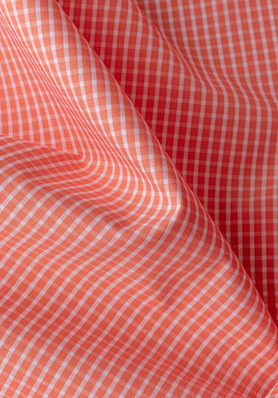 Coral Orange Checked Poplin Shirt