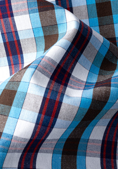 Aqua Blue Checked Poplin Shirt