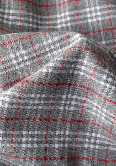 Steel Red Grey Checked Flannel Shirt