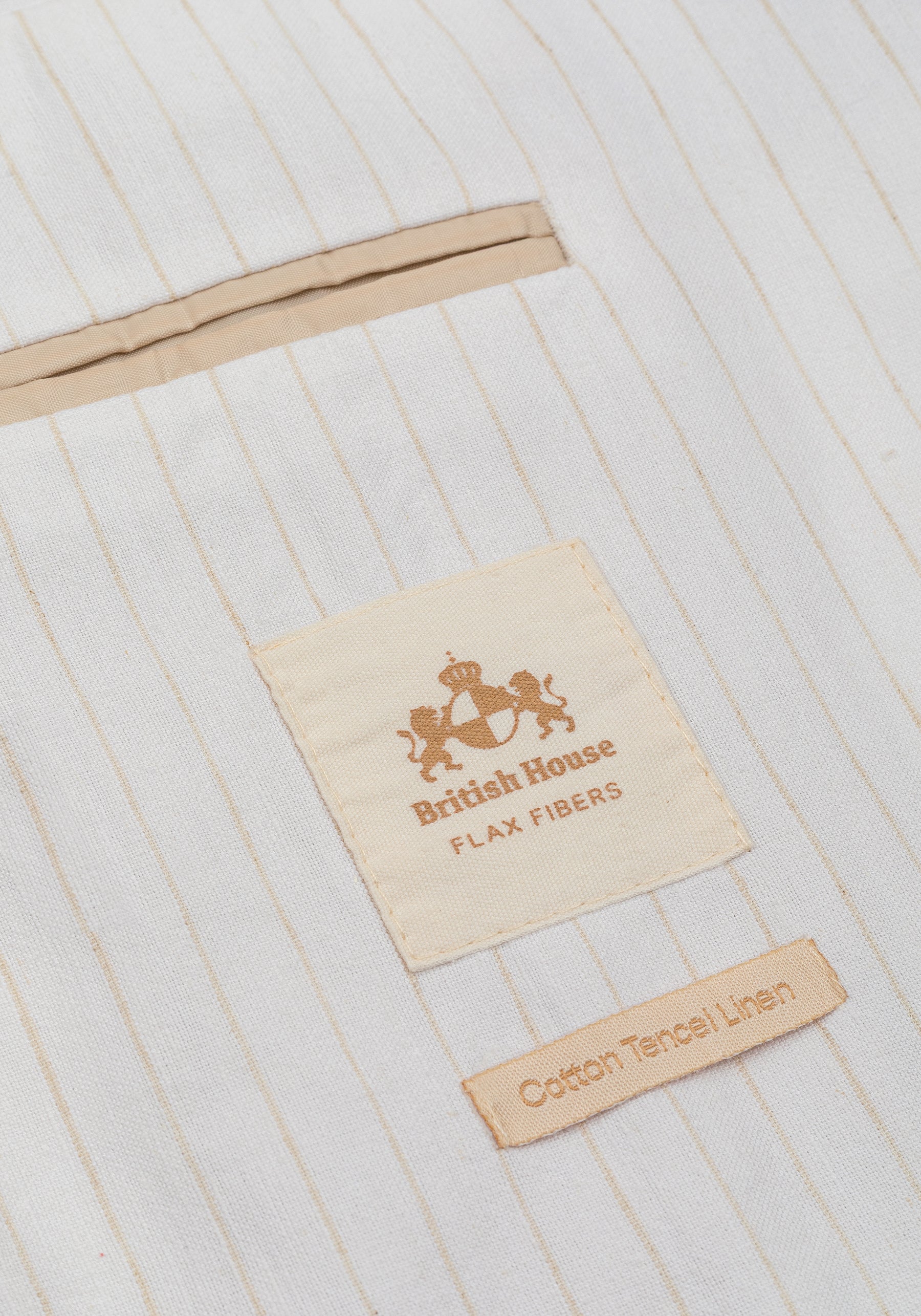 White Desert Beige Stripe Cotton Tencel Linen Blazer