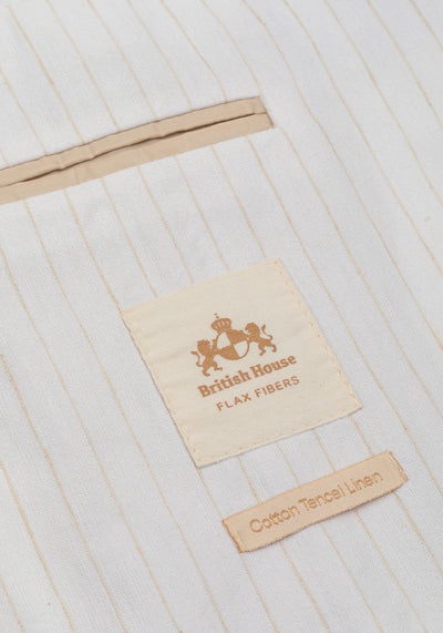 White Desert Beige Stripe Cotton Tencel Linen Blazer