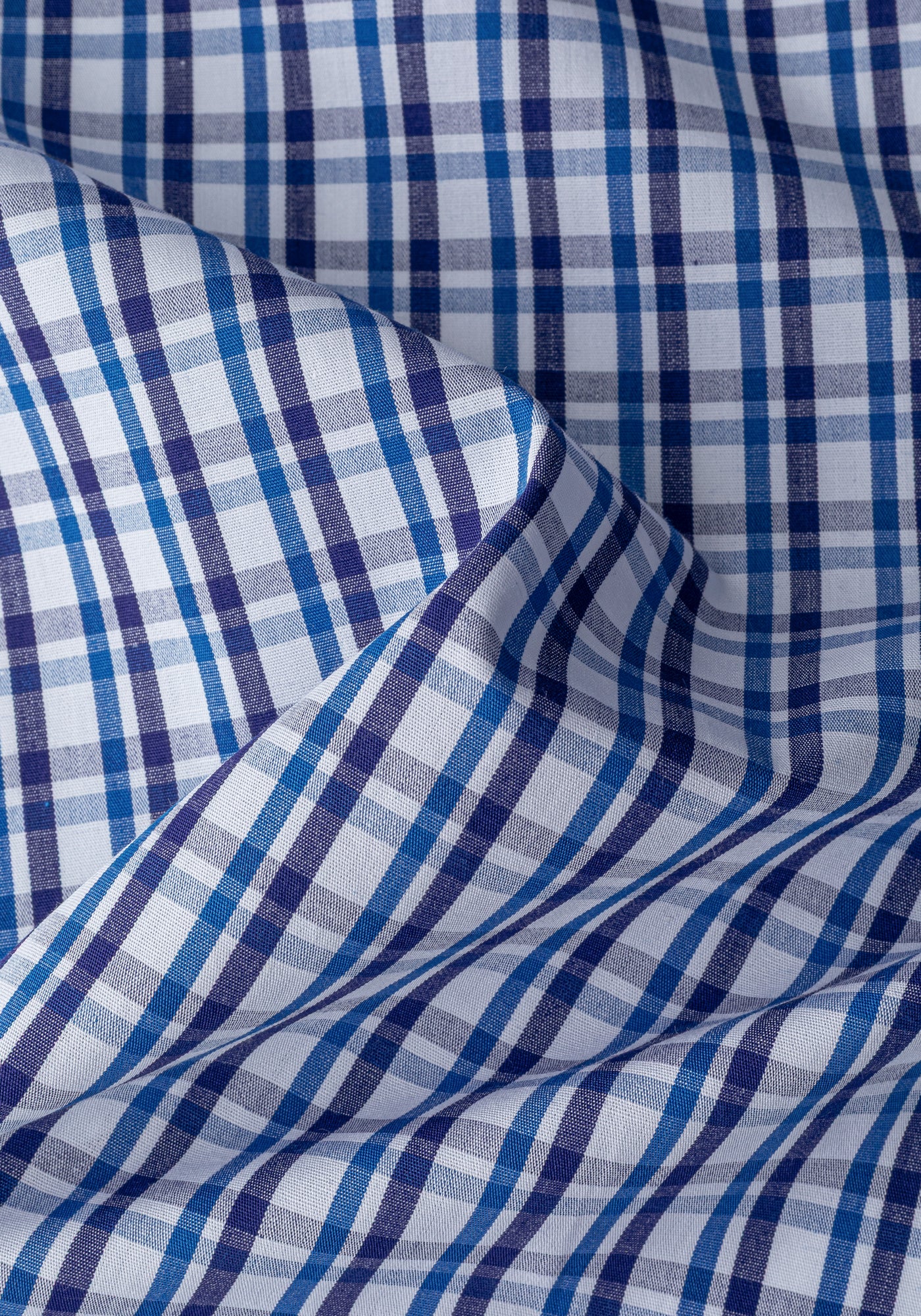 Deep Navy Checked Poplin Shirt