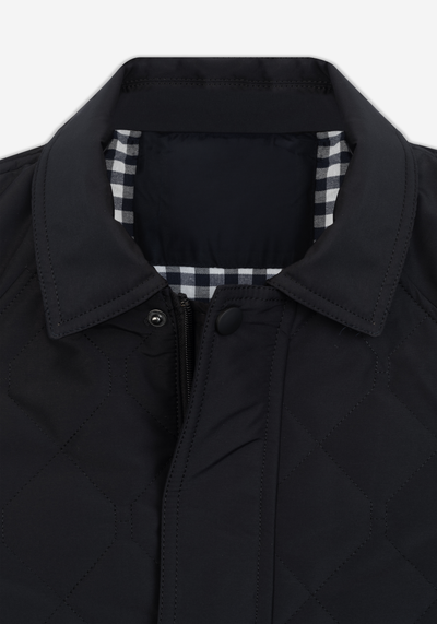 True Black Puff-Tech Quilted Jacket