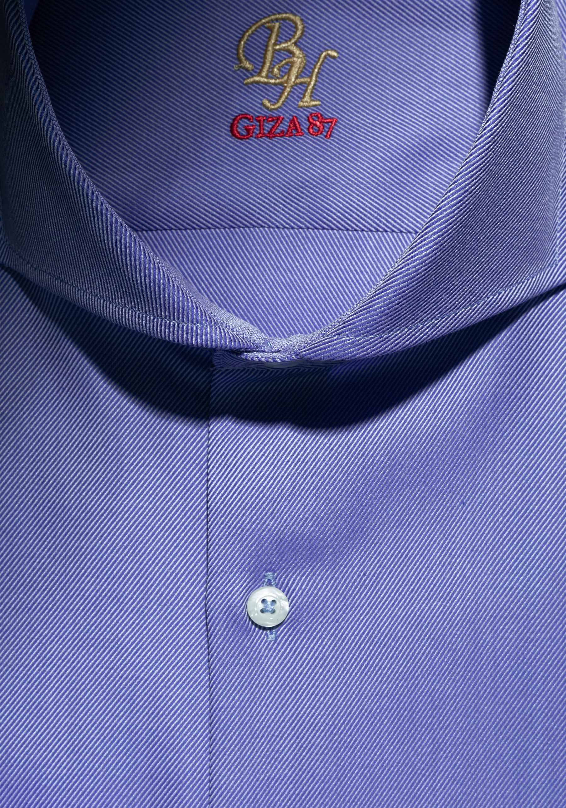 Giza 87 Cotton Silent Blue Stripe Fine Twill Shirt