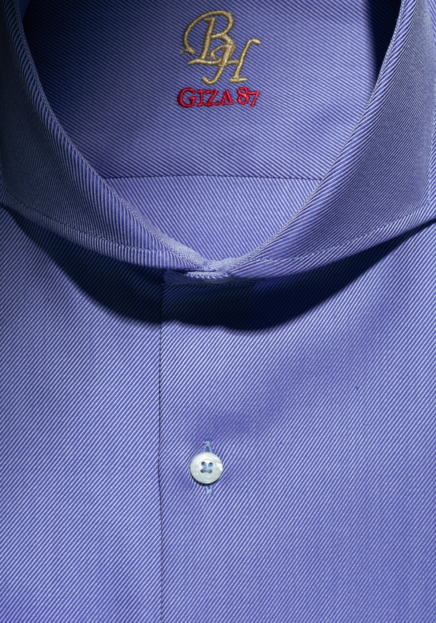 Giza 87 Cotton Silent Blue Stripe Fine Twill Shirt