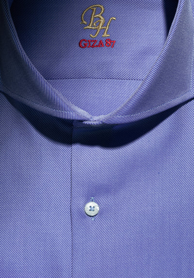 Giza 87 Cotton Silent Blue Stripe Fine Twill Shirt