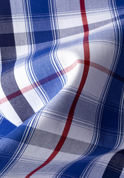 Steel Blue Checked Poplin Shirt