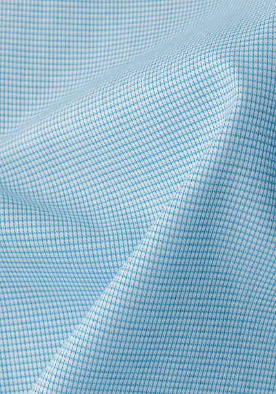 Aqua Blue Checked Mini Houndstooth Shirt