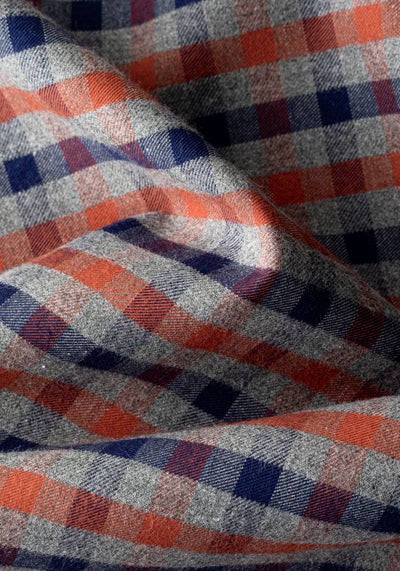 Rust Orange Navy Checked Flannel Shirts