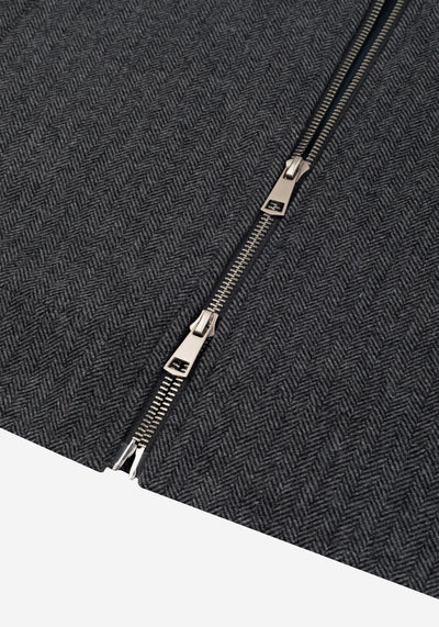 Anthracite Grey Wool-Blend Bomber Jacket