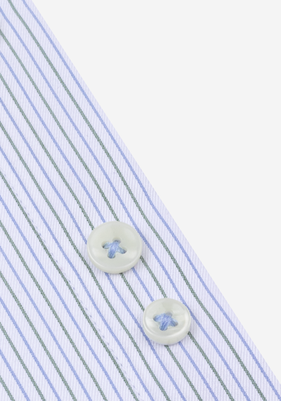 White Parti-Colored Stripe Twill Shirt