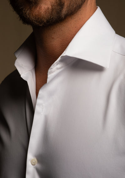 Crystal White Luxe Twill Shirt - Wrinkle-free