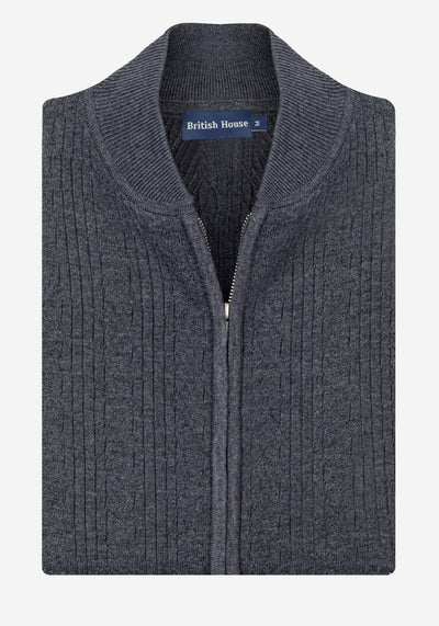 Raven Grey Double-Zipped Merino Wool Blend Pullover