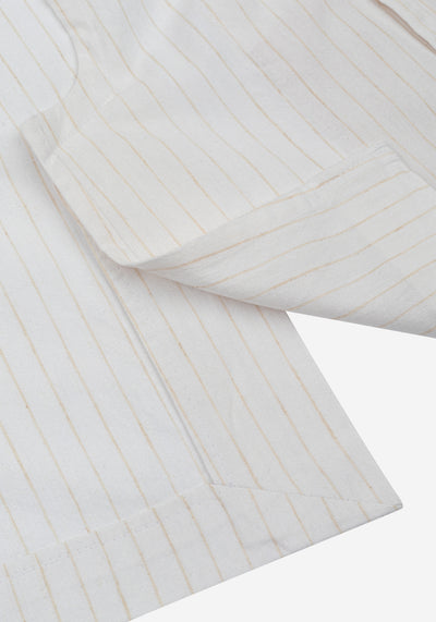 White Desert Beige Stripe Cotton Tencel Linen Blazer