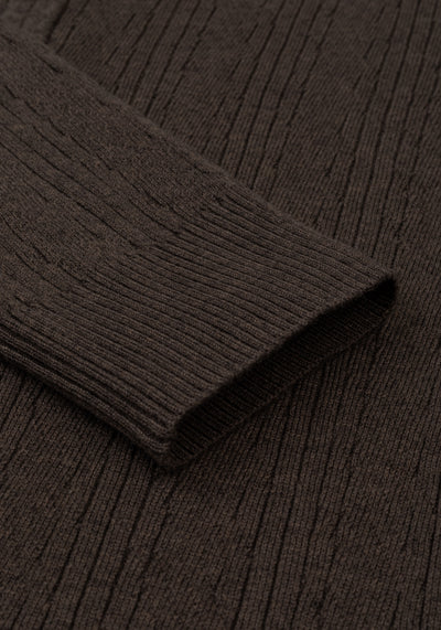 Cliff Brown Double-Zipped Merino Wool Blend Pullover