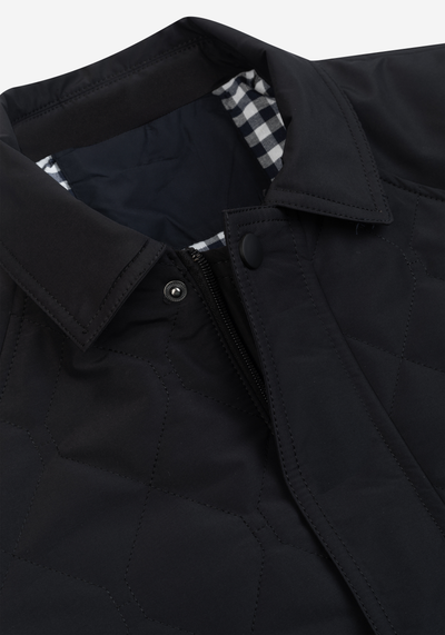 True Black Puff-Tech Quilted Jacket