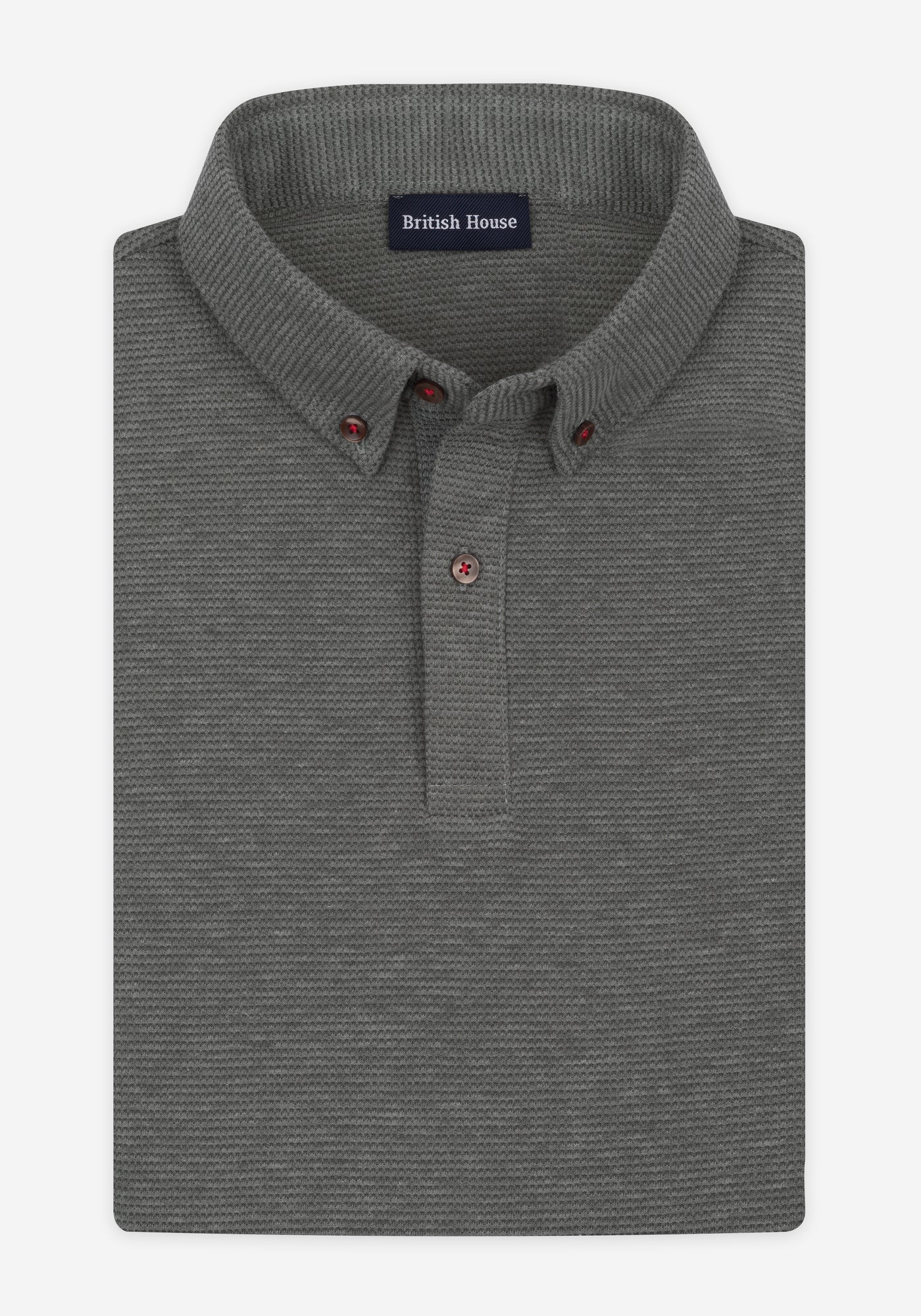 Muted Olive Waffle Polo Shirt
