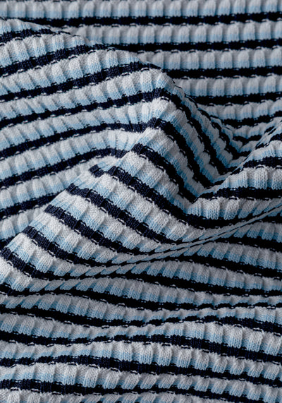 Coastal Blue Stripe Polyamide Knitted Polo Shirt