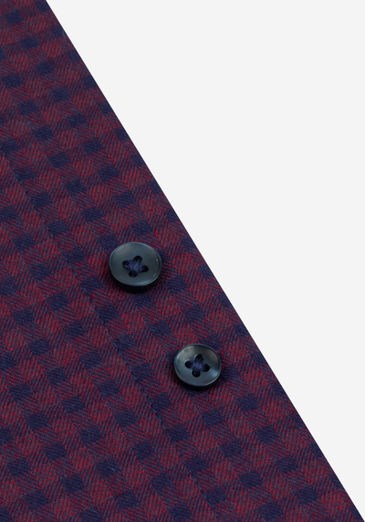 Twilight Burgundy Checked Flannel Twill Shirt