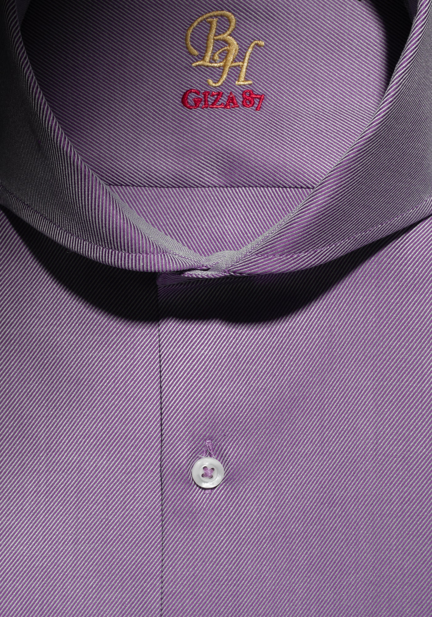 Giza 87 Cotton Grape Purple Stripe Fine Twill Shirt