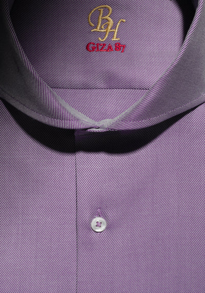 Giza 87 Cotton Grape Purple Stripe Fine Twill Shirt