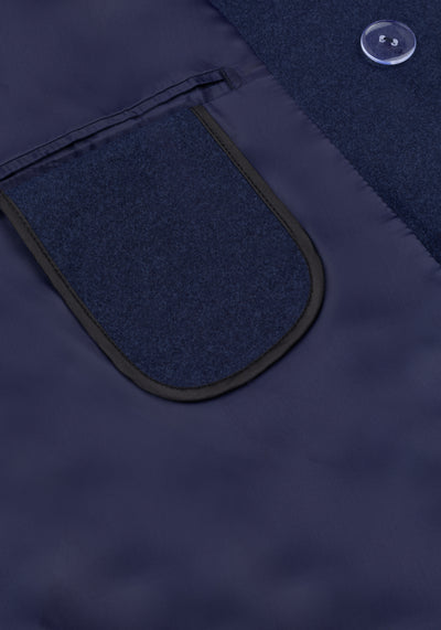 Marine Blue Double-Breasted Poly Coat