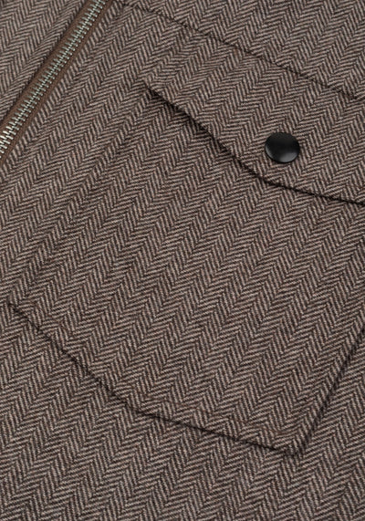 Oak Brown Wool-Blend Bomber Jacket