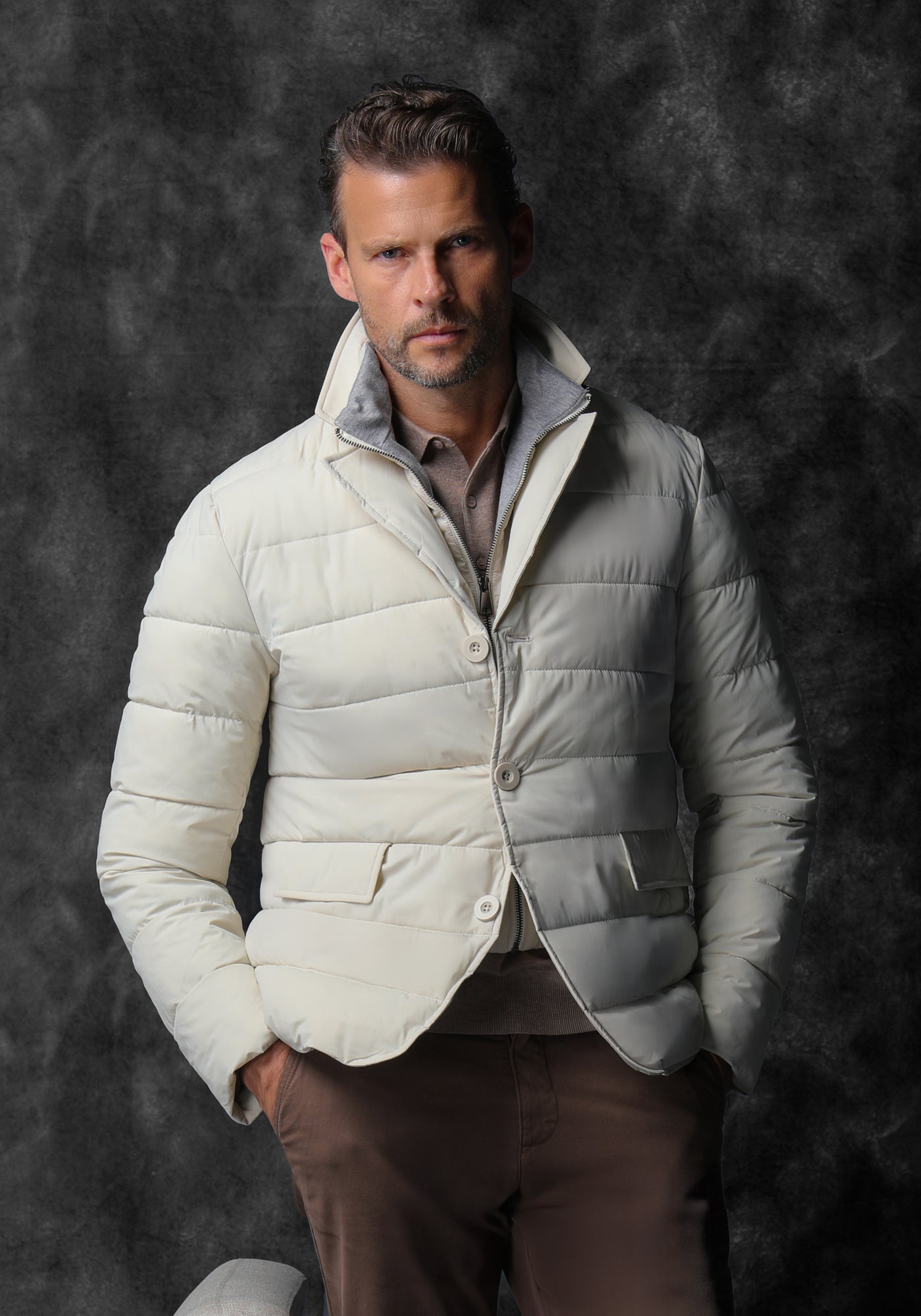 Fog White Padded Polyamide Jacket