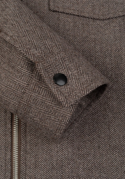 Oak Brown Wool-Blend Bomber Jacket