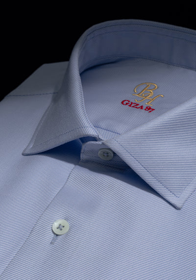 Giza 87 Cotton Dawn Blue Stripe Signature Twill Shirt