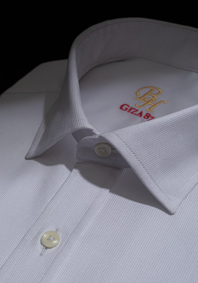 Giza 87 Cotton Imperial White Basket Weave Shirt