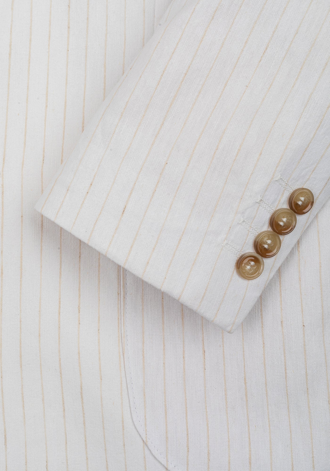 White Desert Beige Stripe Cotton Tencel Linen Blazer