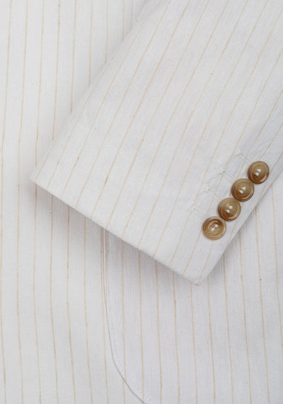 White Desert Beige Stripe Cotton Tencel Linen Blazer