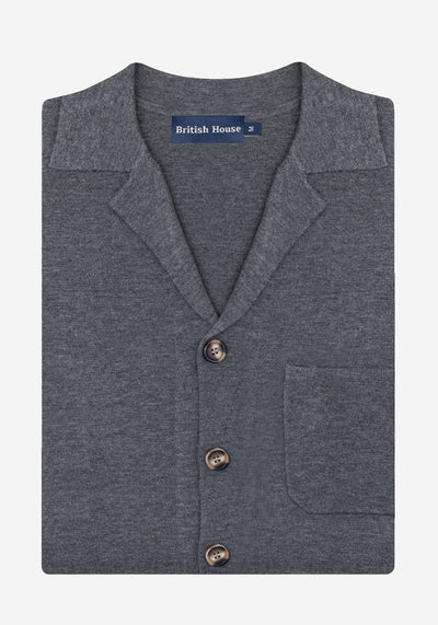 Eclipse Grey Merino Wool Blend Cardigan