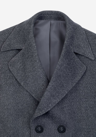 Ice Grey Double-Breasted Poly Coat