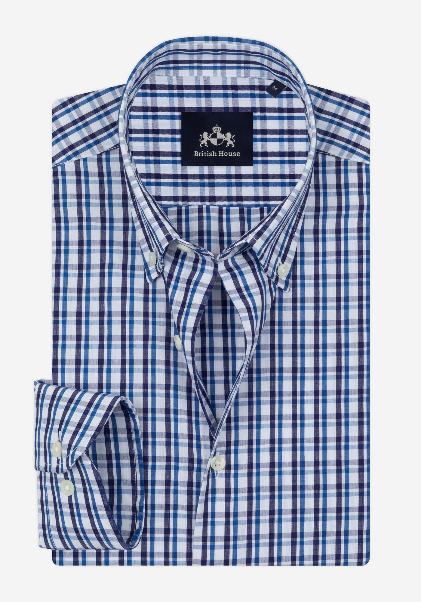 Deep Navy Checked Poplin Shirt
