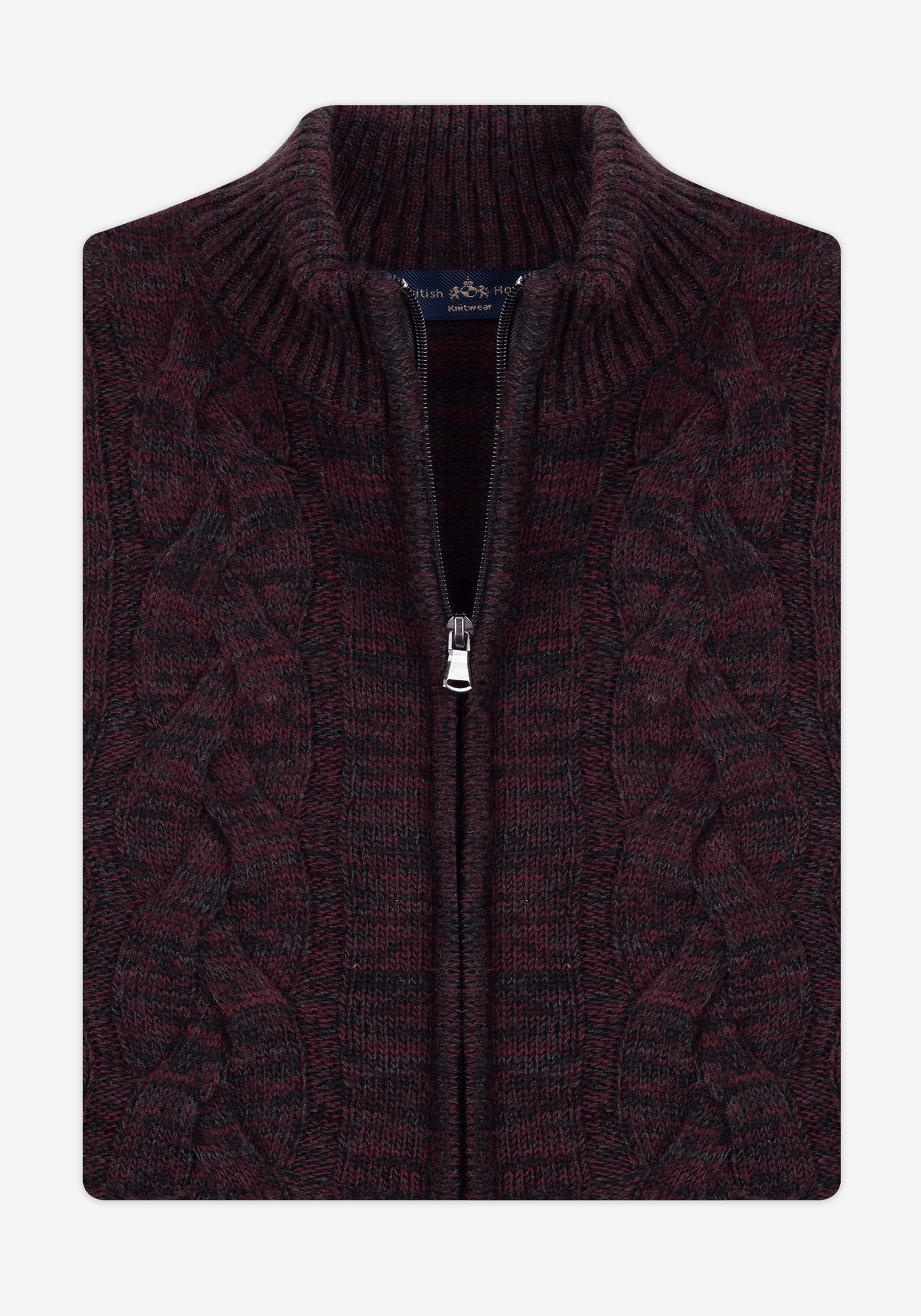 Rustic Burgundy Braided Zipped Pullover