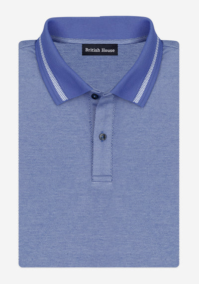 Coastal Blue Cotton Polo Shirt