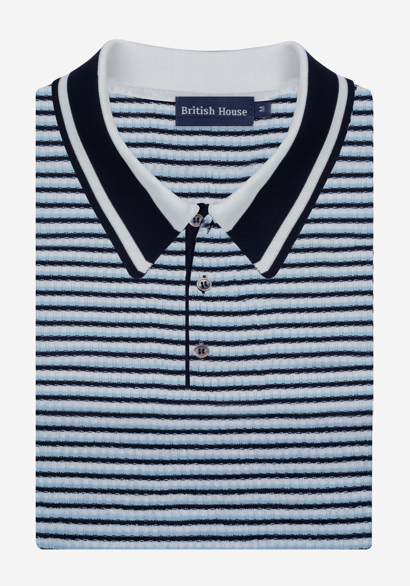 Coastal Blue Stripe Polyamide Knitted Polo Shirt